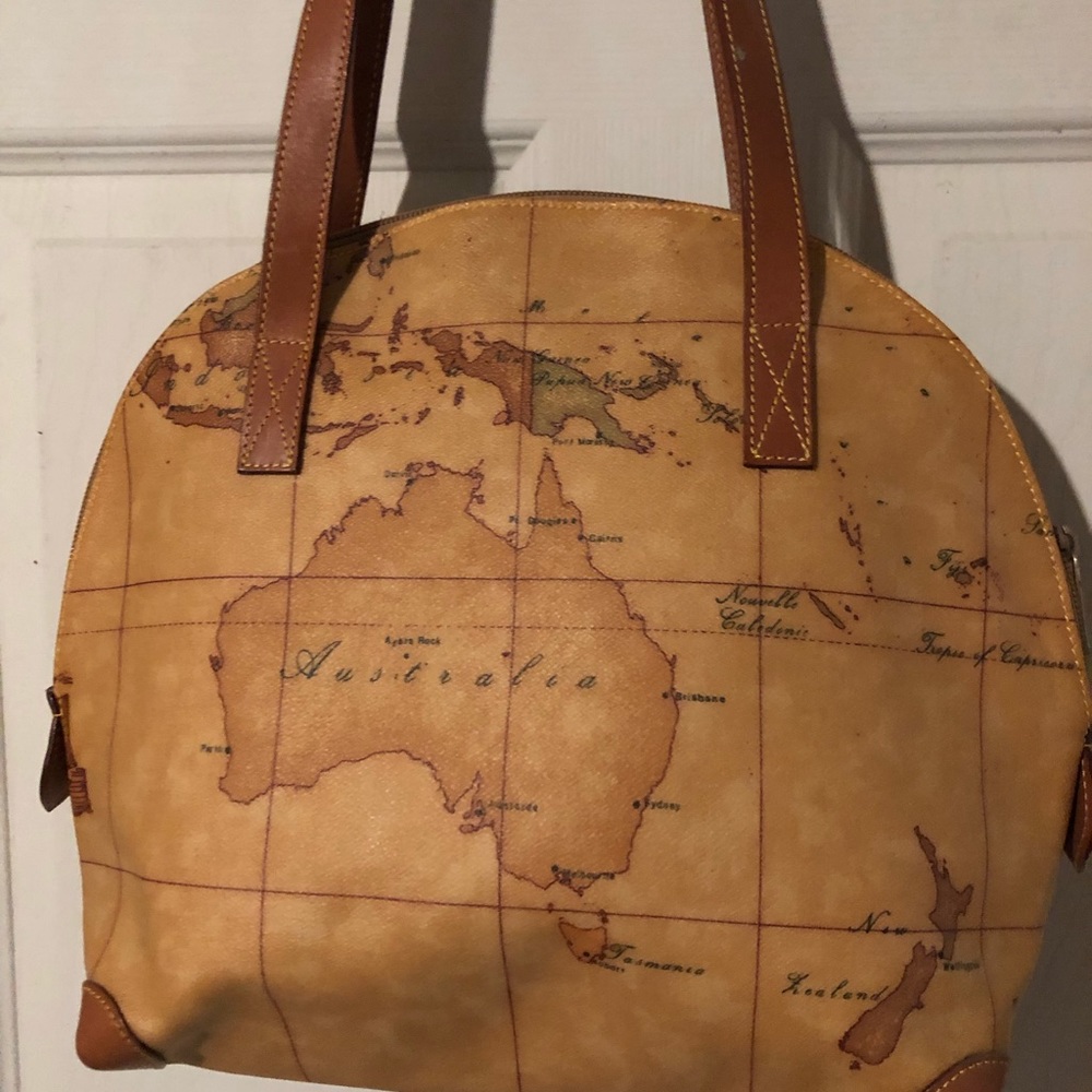 Alviero Martini world map leather handbag large
